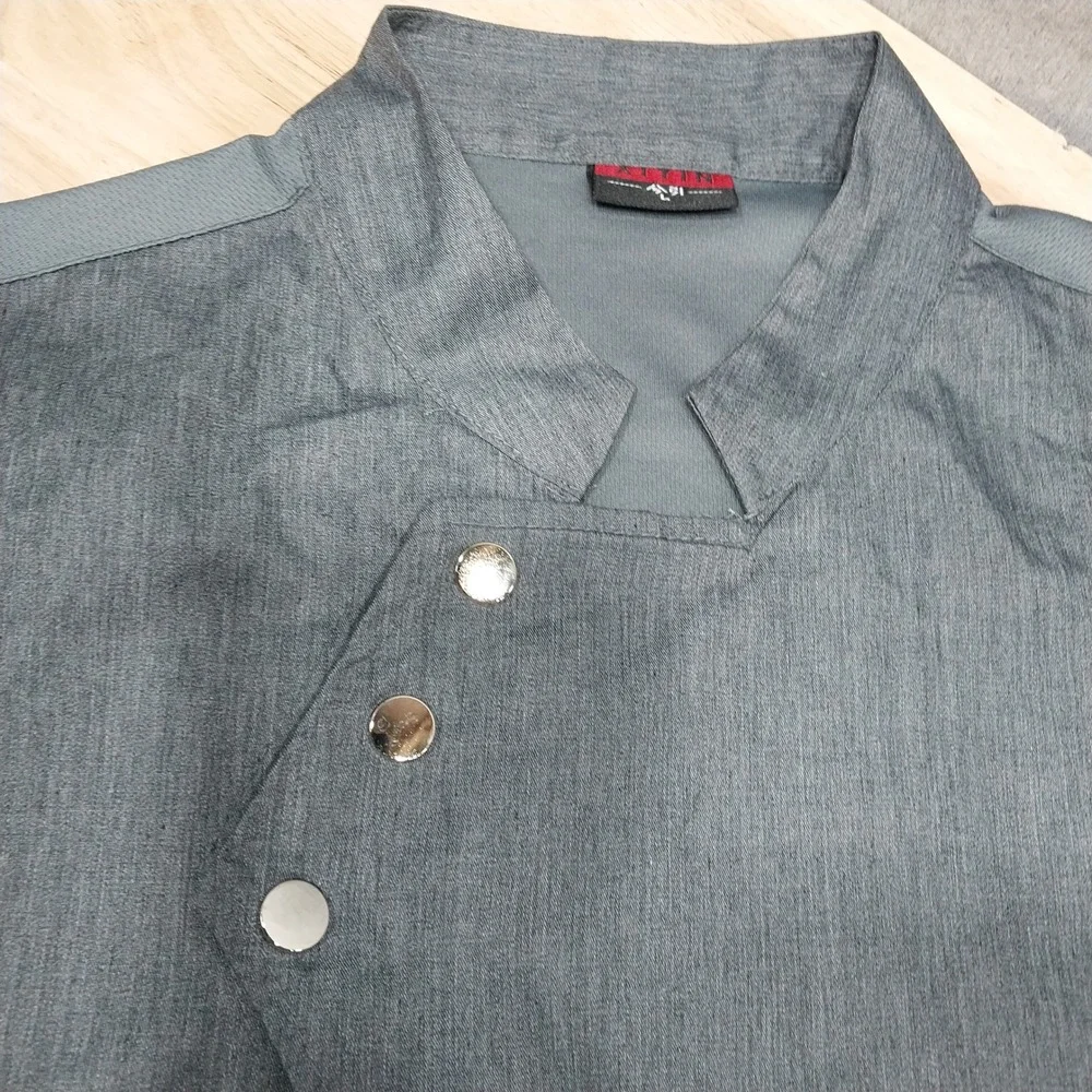 Chef Coat Xiyin Mens Asymmetrical Mesh Back Uniform Large Grey